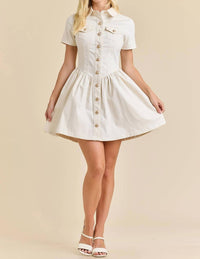 Main Strip - Button-up Mini Denim Dress