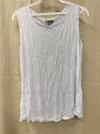 Shana Apparel Crinkle Shell Top in white - women's tank top - detail view