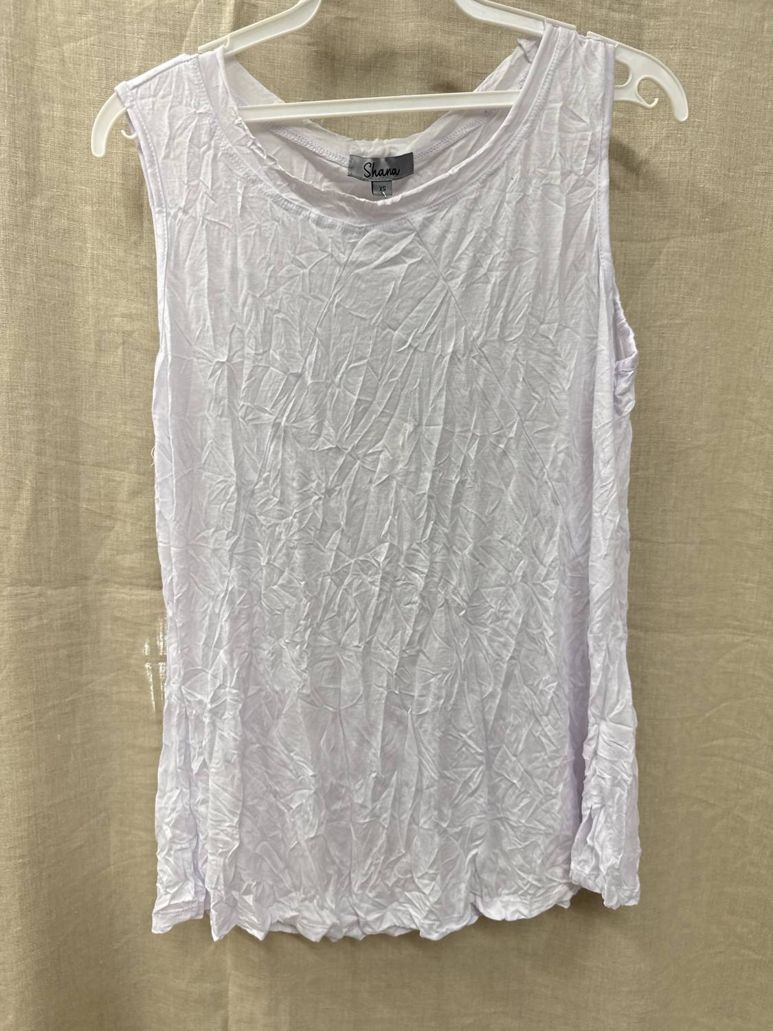 Shana Apparel Crinkle Shell Top in white - women's tank top - detail view