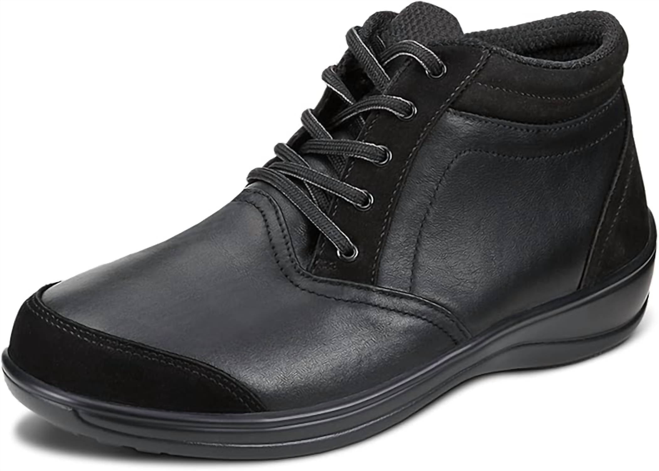 Orthofeet Women’ Milano Orthopedic Lace‑up Boots in black - women's shoe - detail view