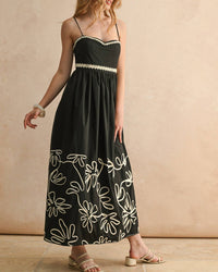 Miou Muse - Patch Detailed Embroidered Midi Dress