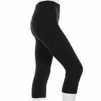 BBrazil Clothing Basket Weave Jacquard Capri Leggings in black - women's pants - detail view