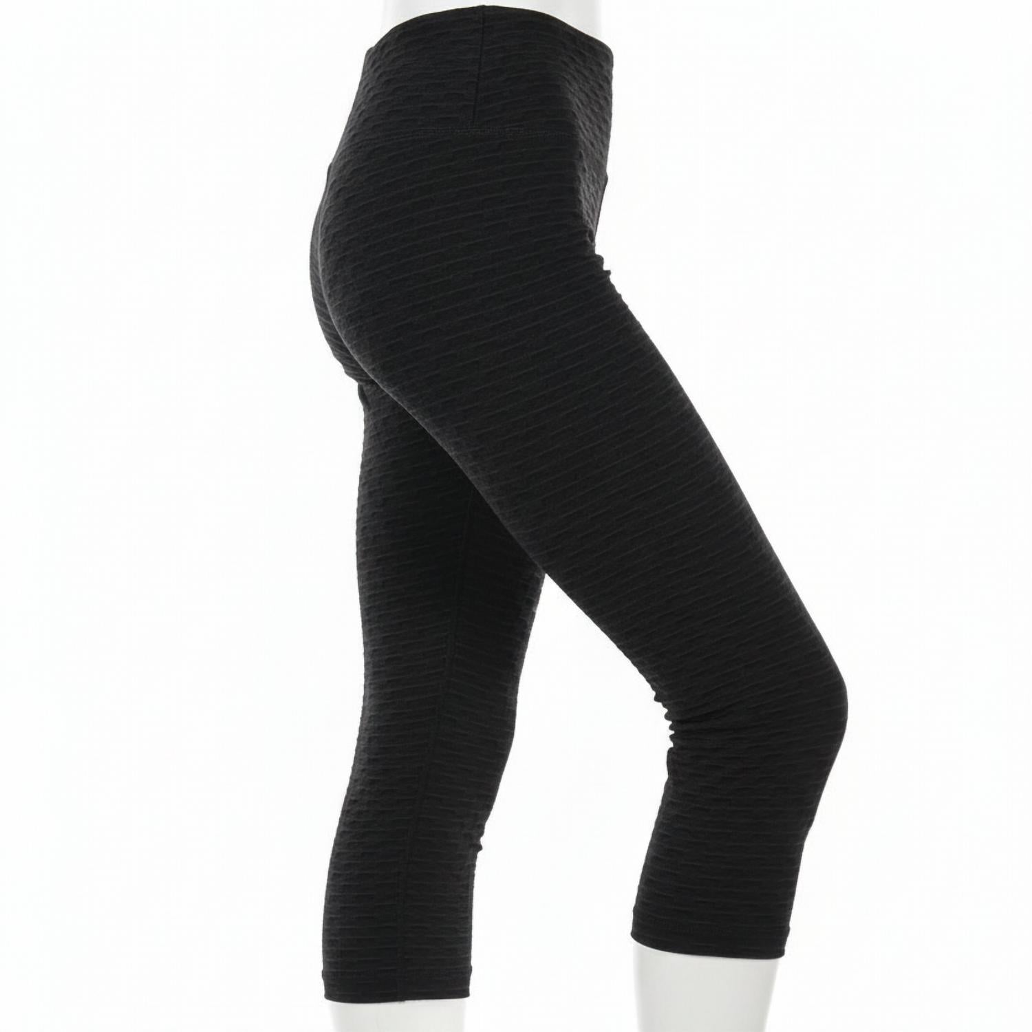 BBrazil Clothing Basket Weave Jacquard Capri Leggings in black - women's pants - detail view