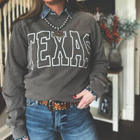 Zutter Texas Crew Sweatshirt in mocha - women's top - detail view