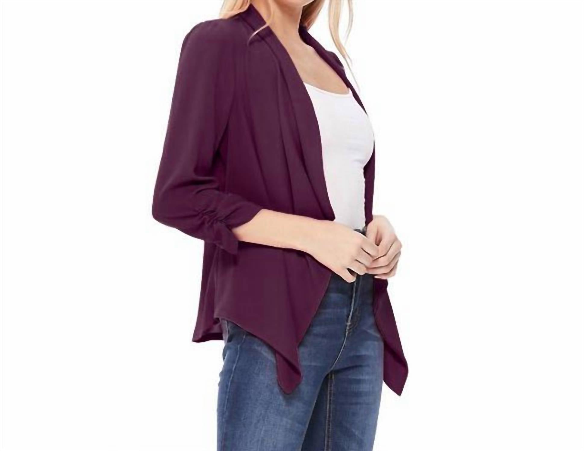 Moa - Open Front Waist Length Blazer Cardigan
