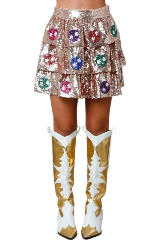 Peach Love - Holiday Ornament Sequins Mini Skirt