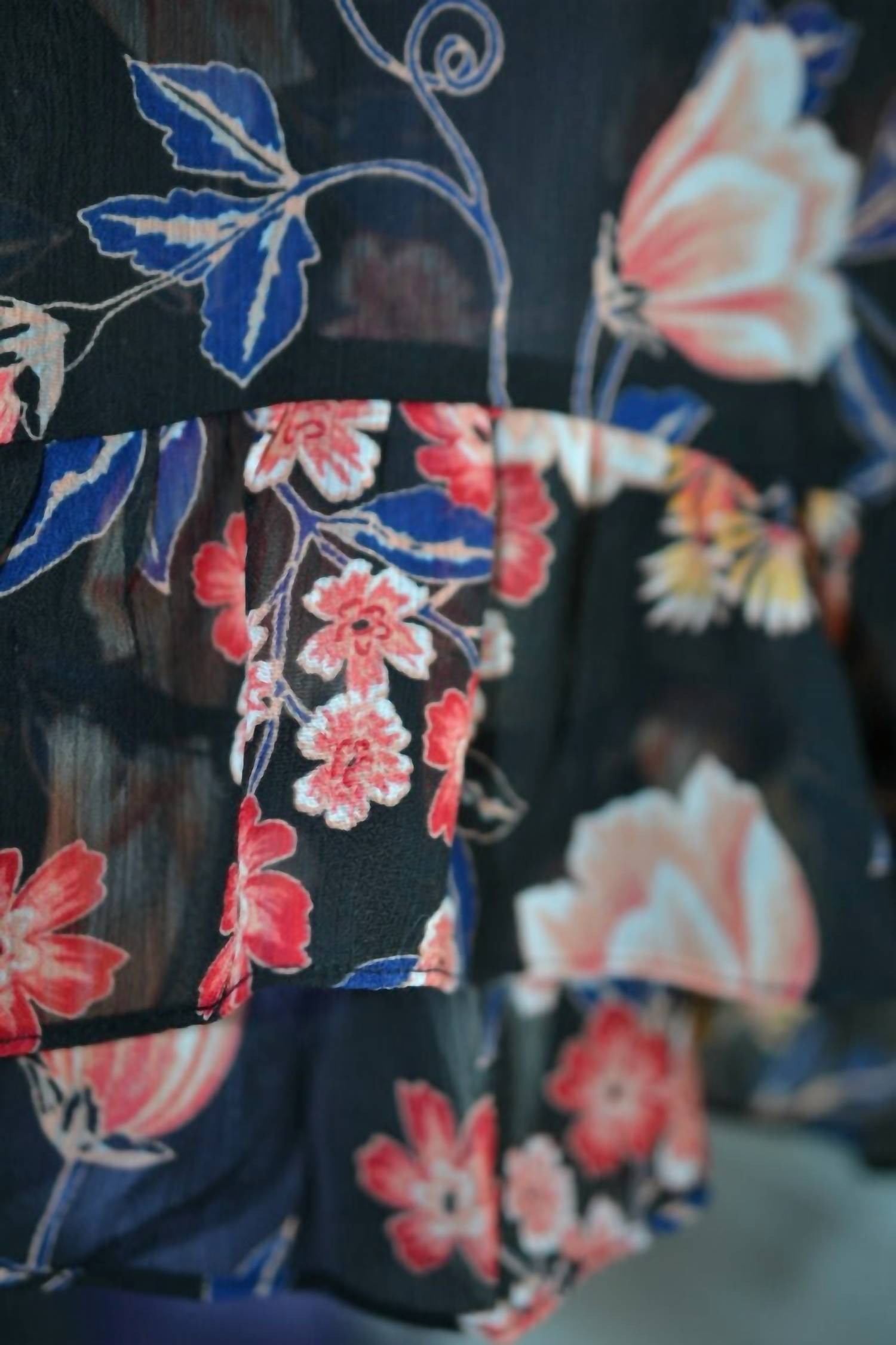 Timing - Sheer Floral Ruffle Blouse