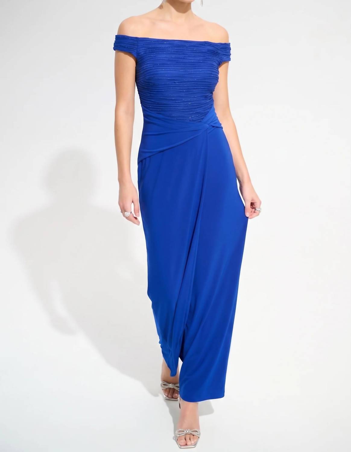 Joseph Ribkoff - Ruched Off-shoulder Evening Dress