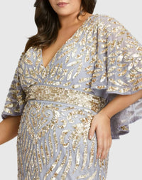 Ieena For Mac Duggal - Embellished Cape Sleeve Cocktail Dress