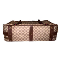 Gucci - Women's Vintage Gg Monogram Canvas Travel Suitcase With Web Stripe And Leather Trim