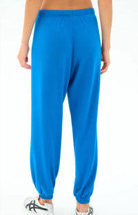 SPLITS59 Andie Oversized Fleece Sweatpant in stone blue - women's pants - detail view