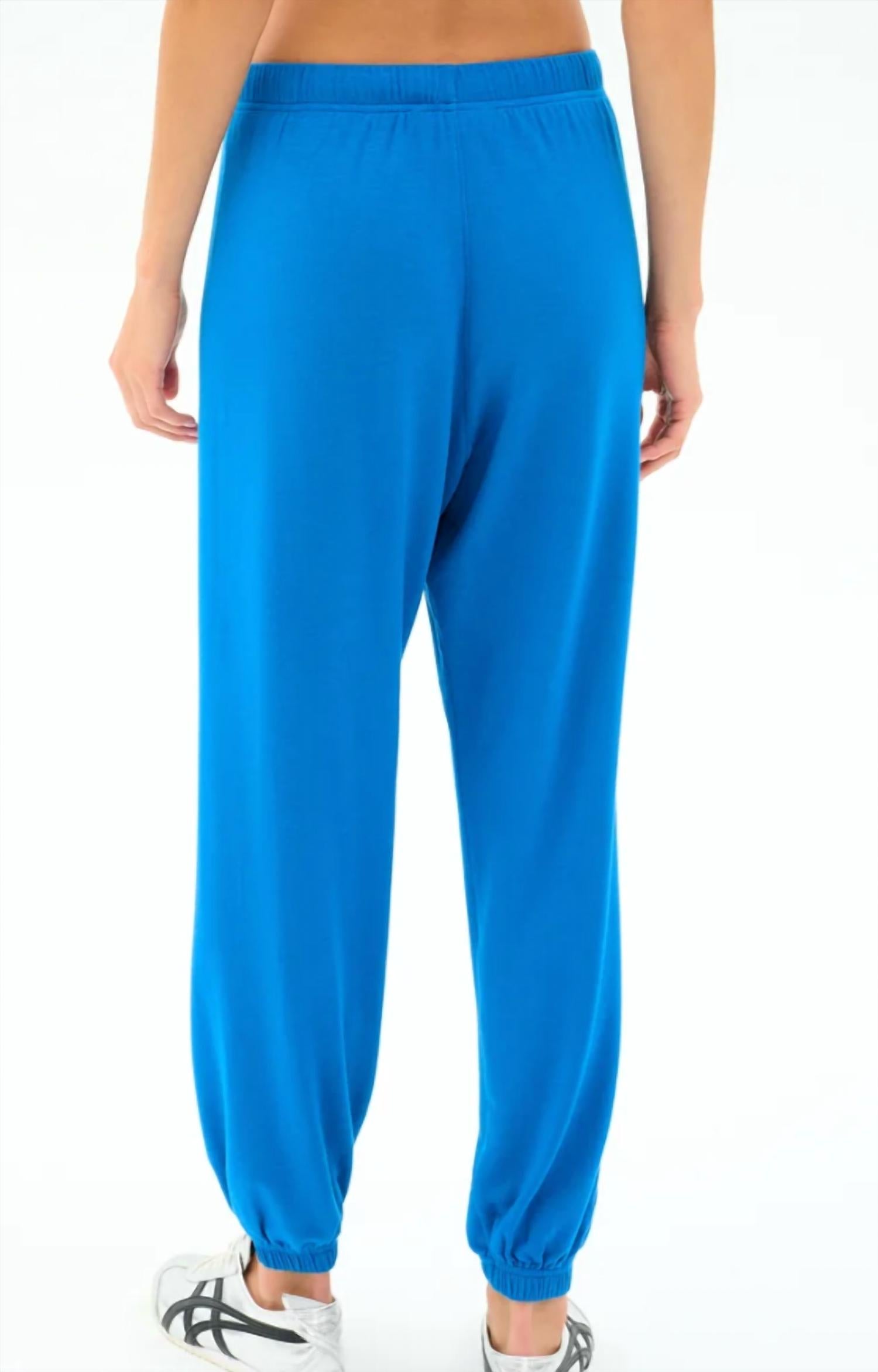 SPLITS59 Andie Oversized Fleece Sweatpant in stone blue - women's pants - detail view