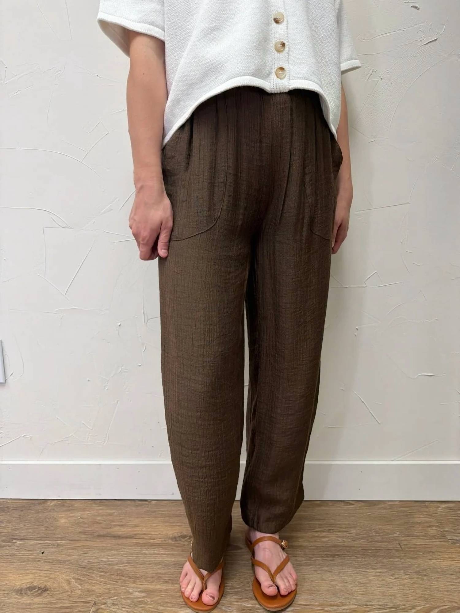 Blu Pepper - Textured High Elastic Waist Lounge Pants
