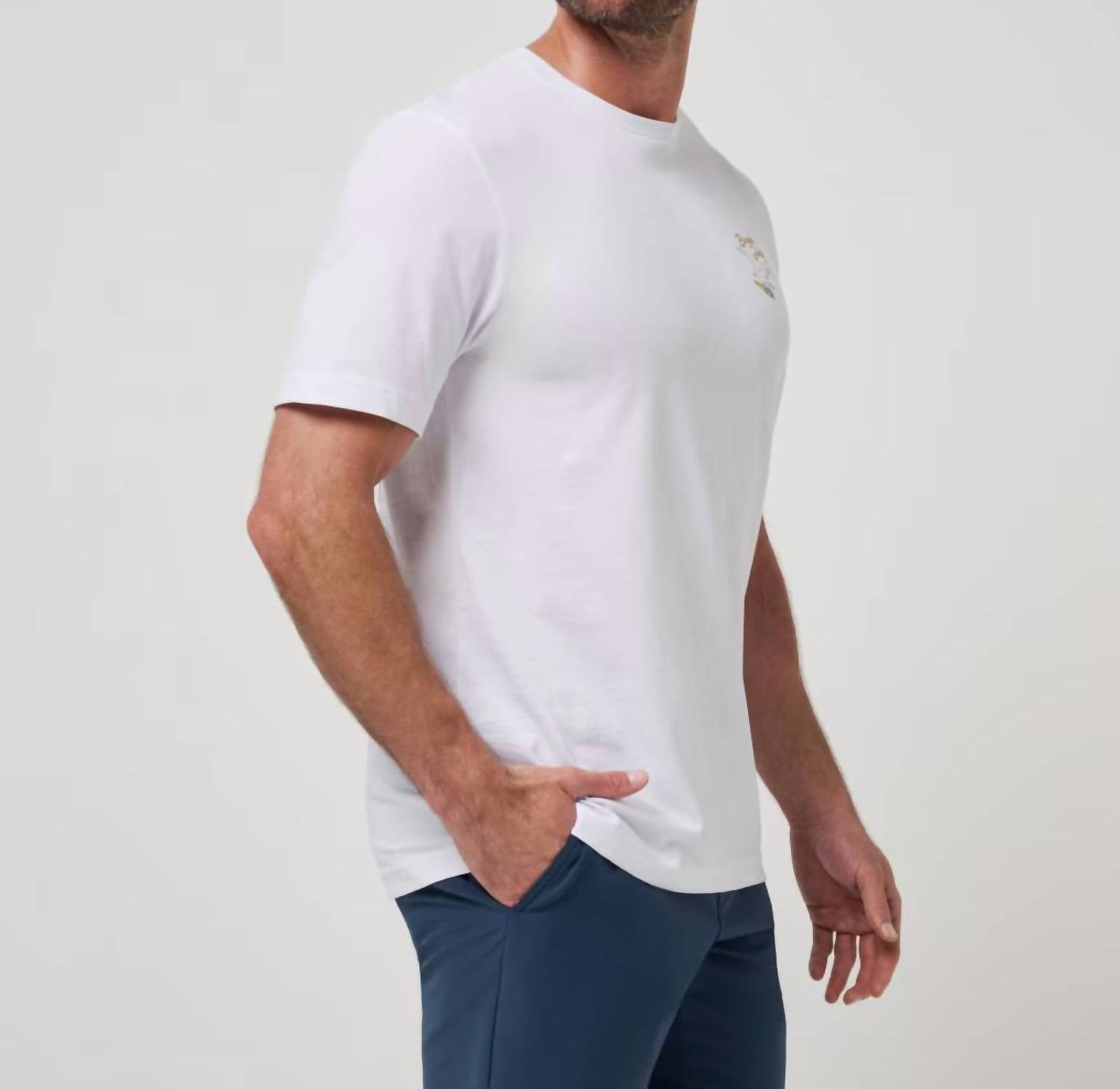 TravisMathew Drink Ticket Short Sleeve Tee in white - men's t-shirt - alternate view