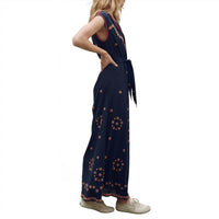 THE GREAT. Women's The Beaded Corridor Dress in navy - women's dress - alternate view