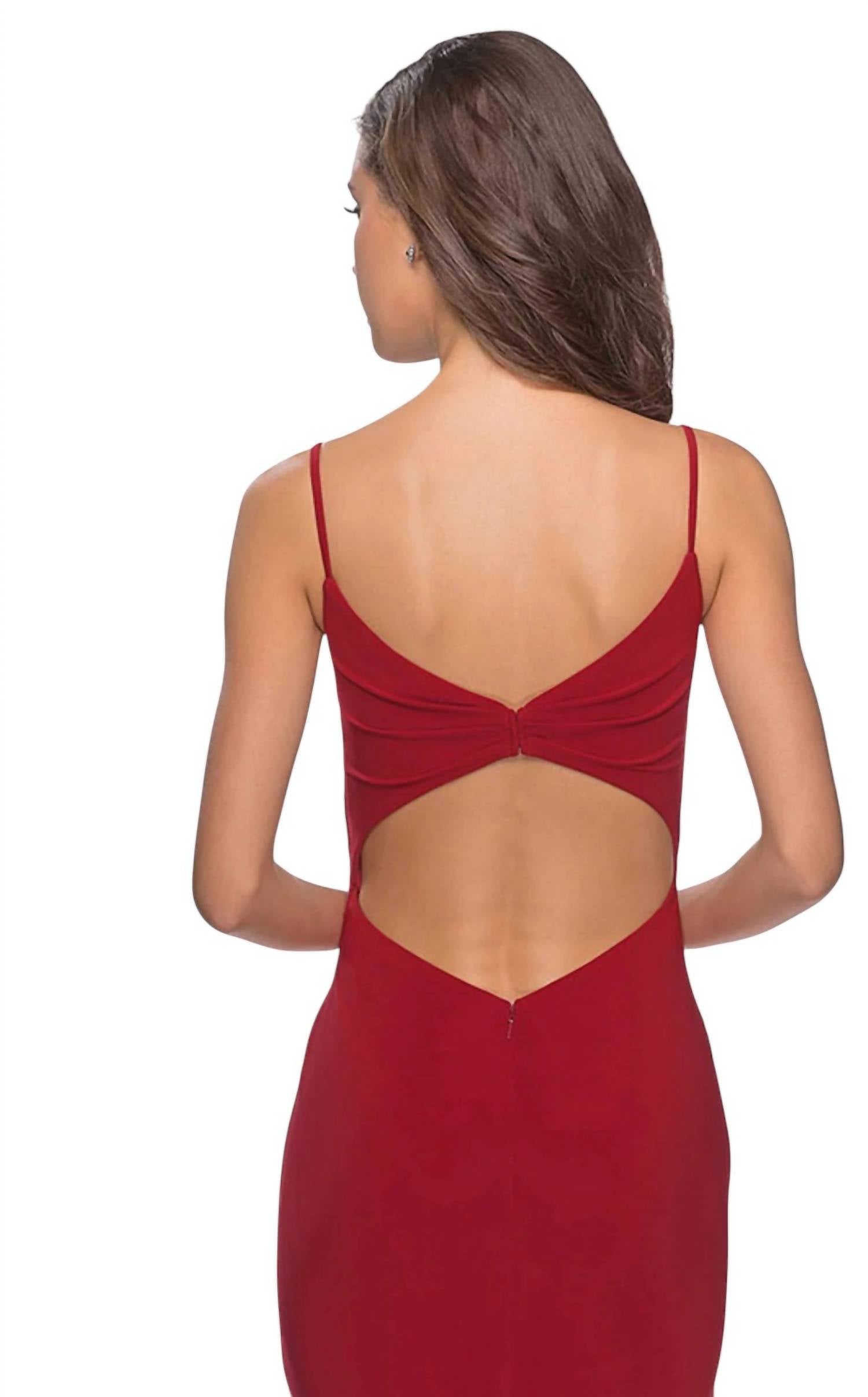 La Femme - Slinky Ruched Evening Gown Dress