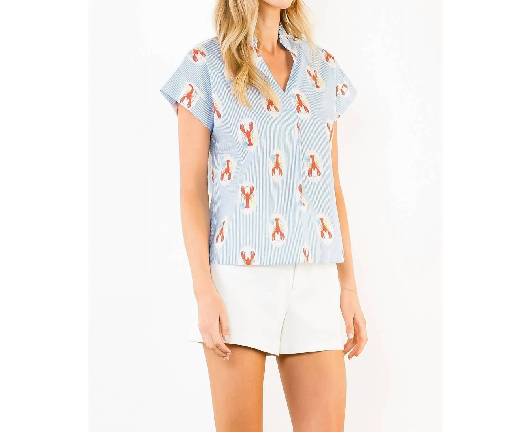 Thml - Striped Short Sleeve Lobster Print Top