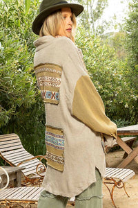 Pol - Color Block Ribbed Shacket