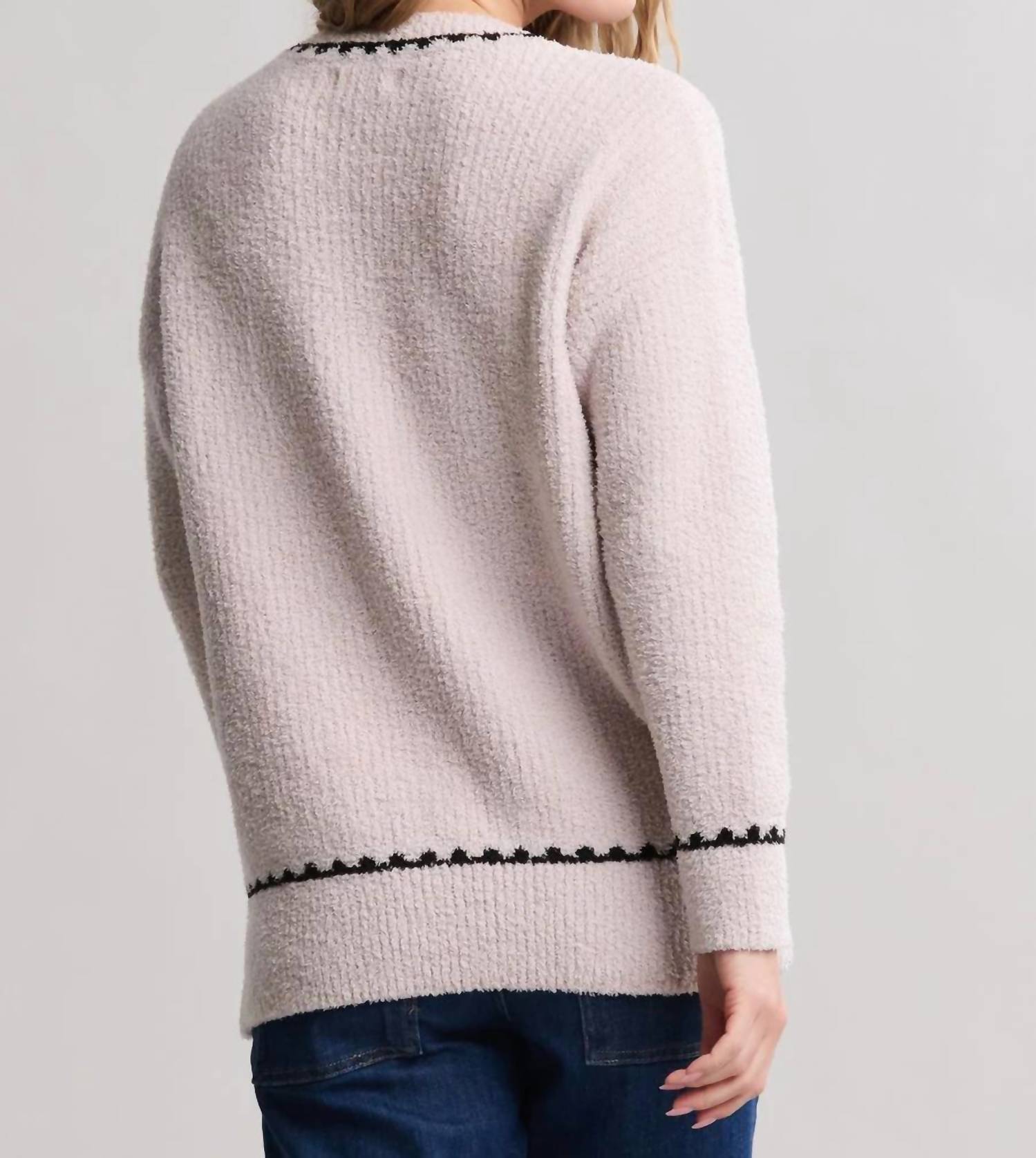 Barefoot Dreams - Cozychic Ribbed Sweater With Blanket Stitch