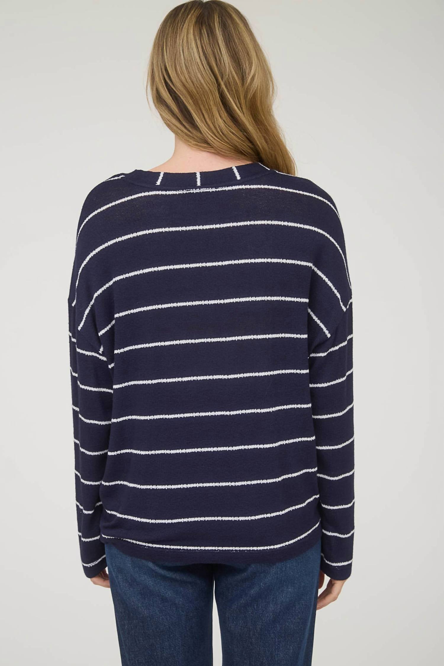 Blu Pepper Stripe Long Sleeve Top in navy - women's long sleeve top - view 4