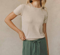 Bella Dahl Short Sleeve Crew Neck Top in sable sand - women's t-shirt - view 4