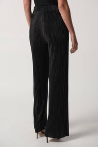 Joseph Ribkoff Wide Leg Crinkle Pleated Pants in black - women's pants - detail view