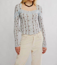 Free People Let's Party Cardi Top in pearl blue - women's cardigan