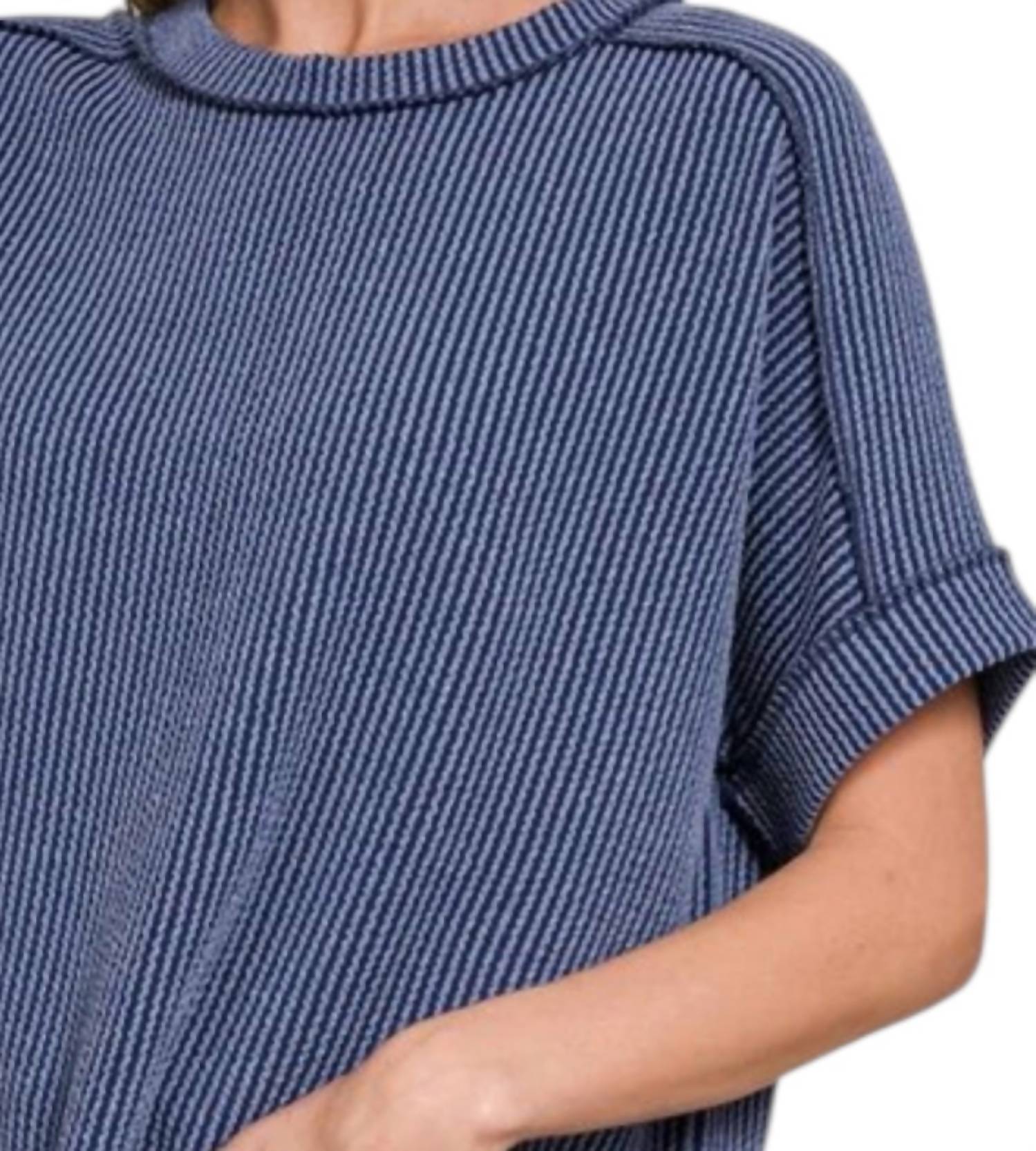 Zenana - Ribbed Round Neck Top