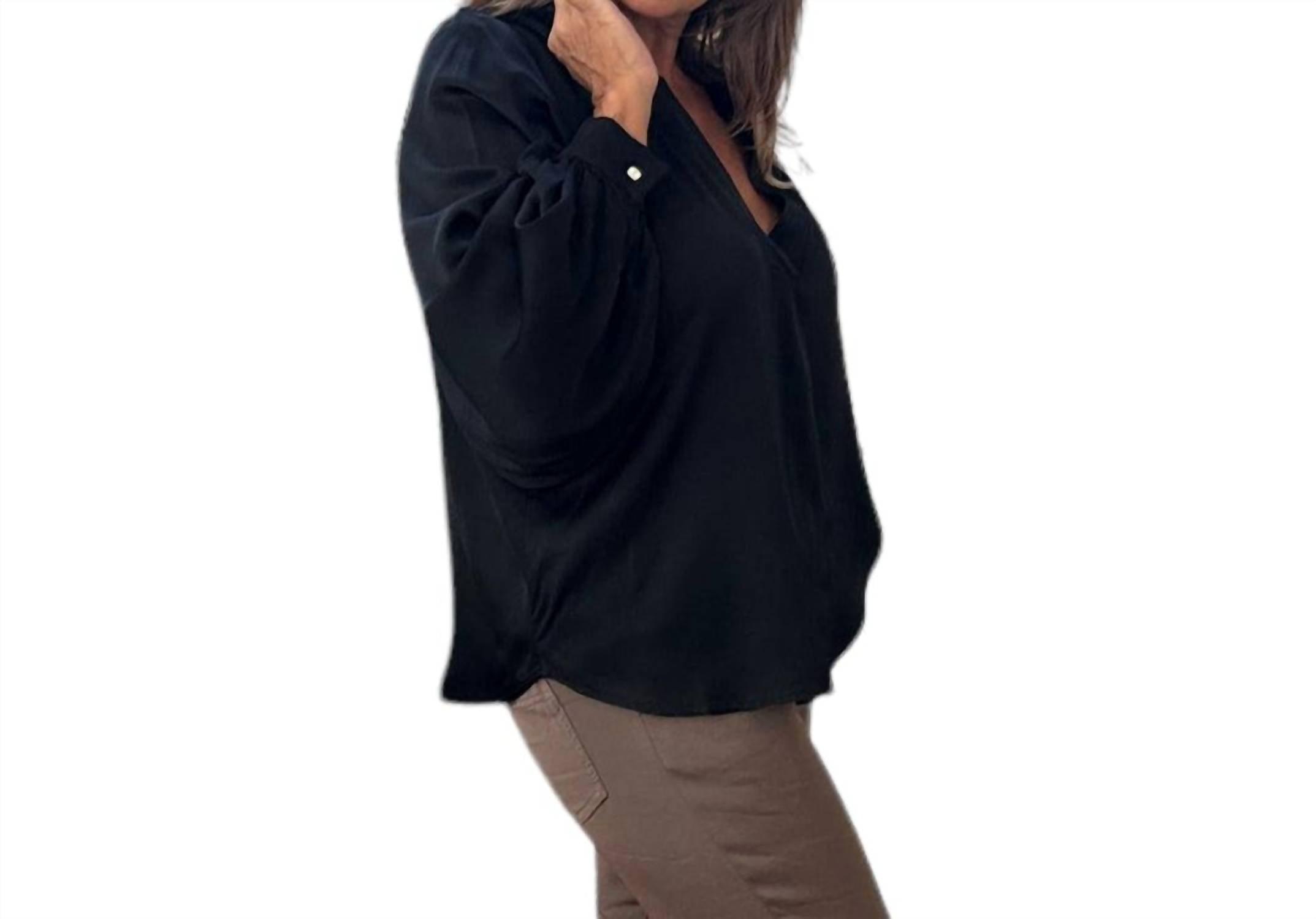 Made In Italy - Emilia Satin V-neck Blouse