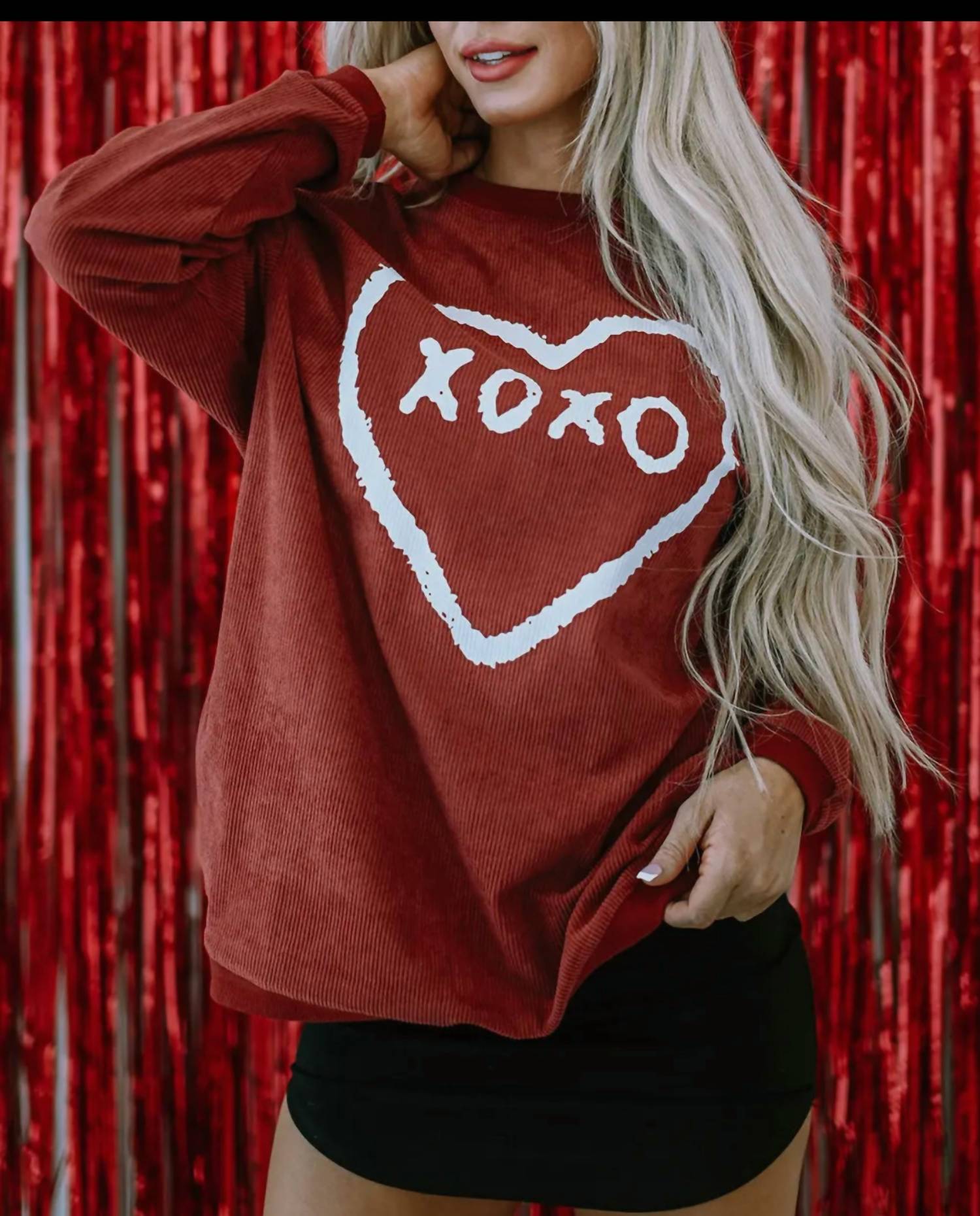 Full Time Purchase Sweetheart Sweatshirt in red - women's top