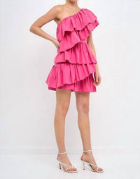 Ruffled Shoulder Mini Dress