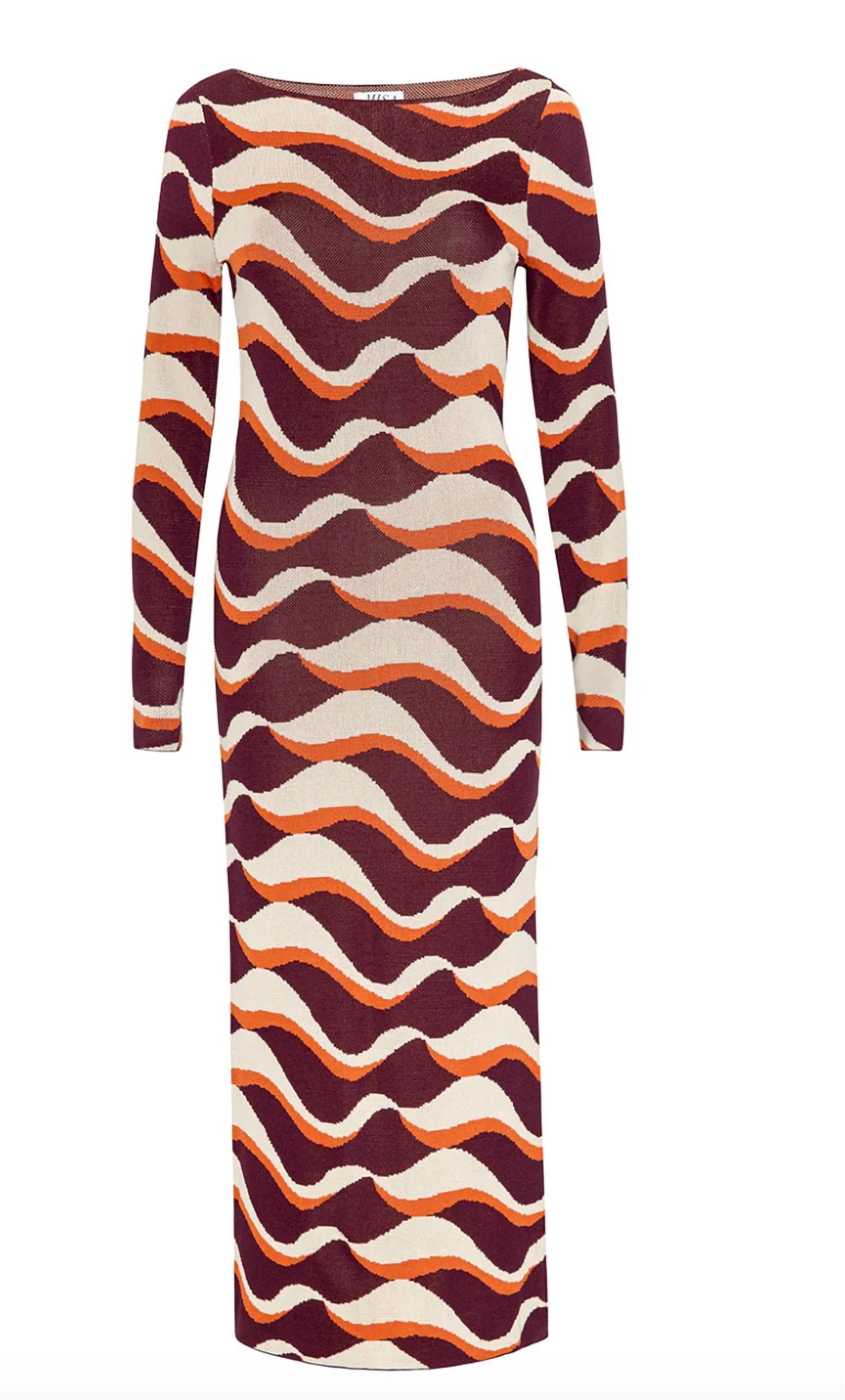 Misa Los Angeles Cassie Midi Dress in autumnal wave - women's dress - view 5