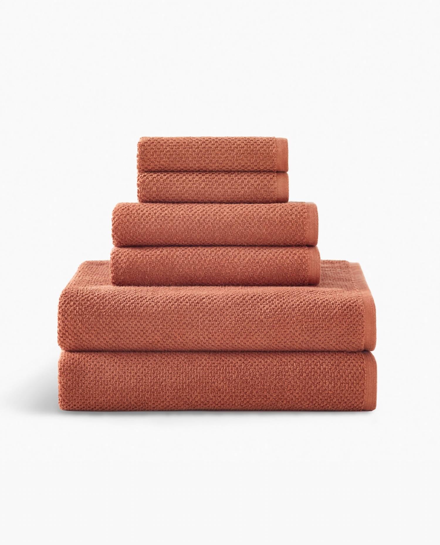 Under The Canopy - Textured Organic Cotton 6-piece Bath Towel Set
