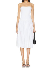 WE WORE WHAT Ribbed Midi Dress in white - women's dress