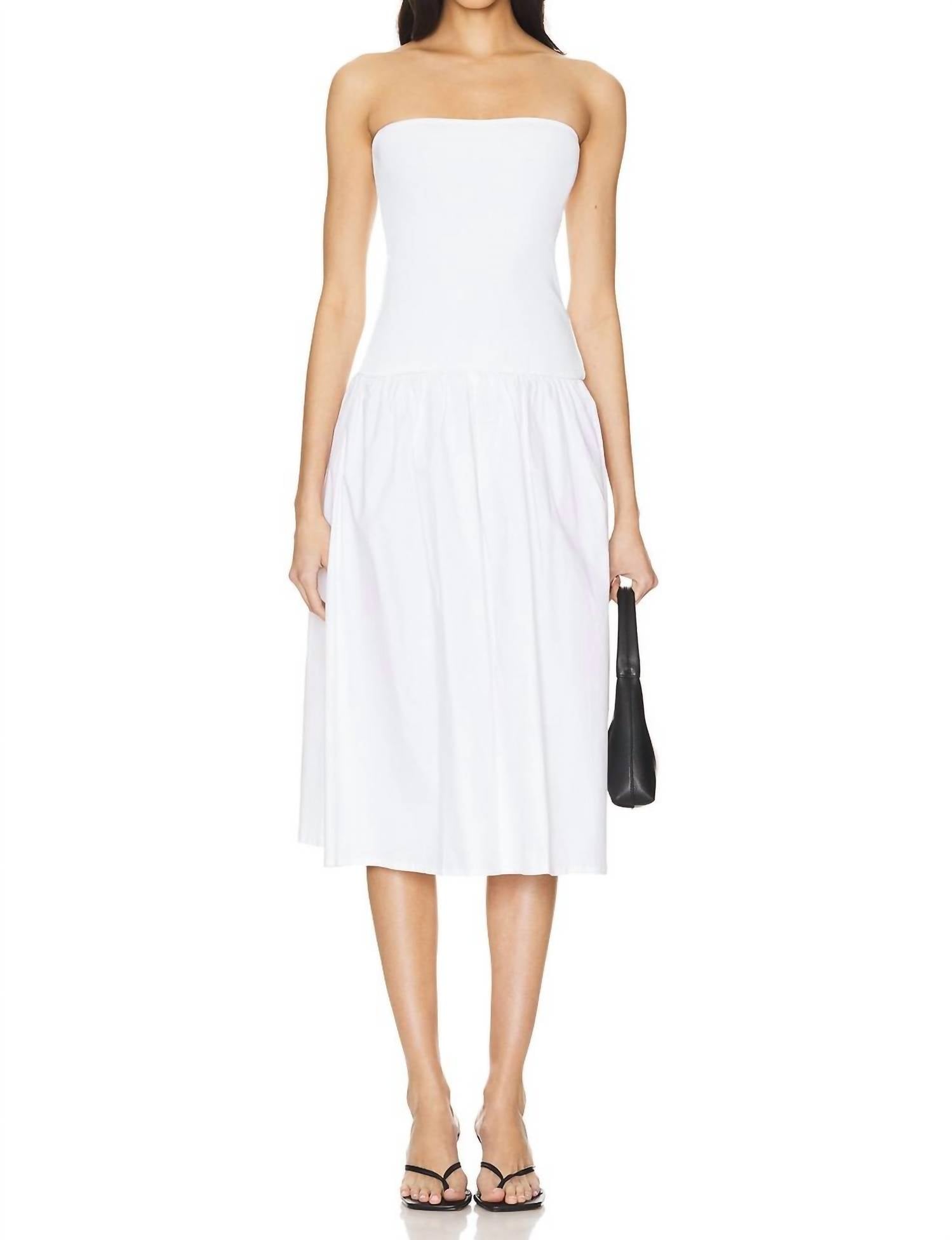 WE WORE WHAT Ribbed Midi Dress in white - women's dress