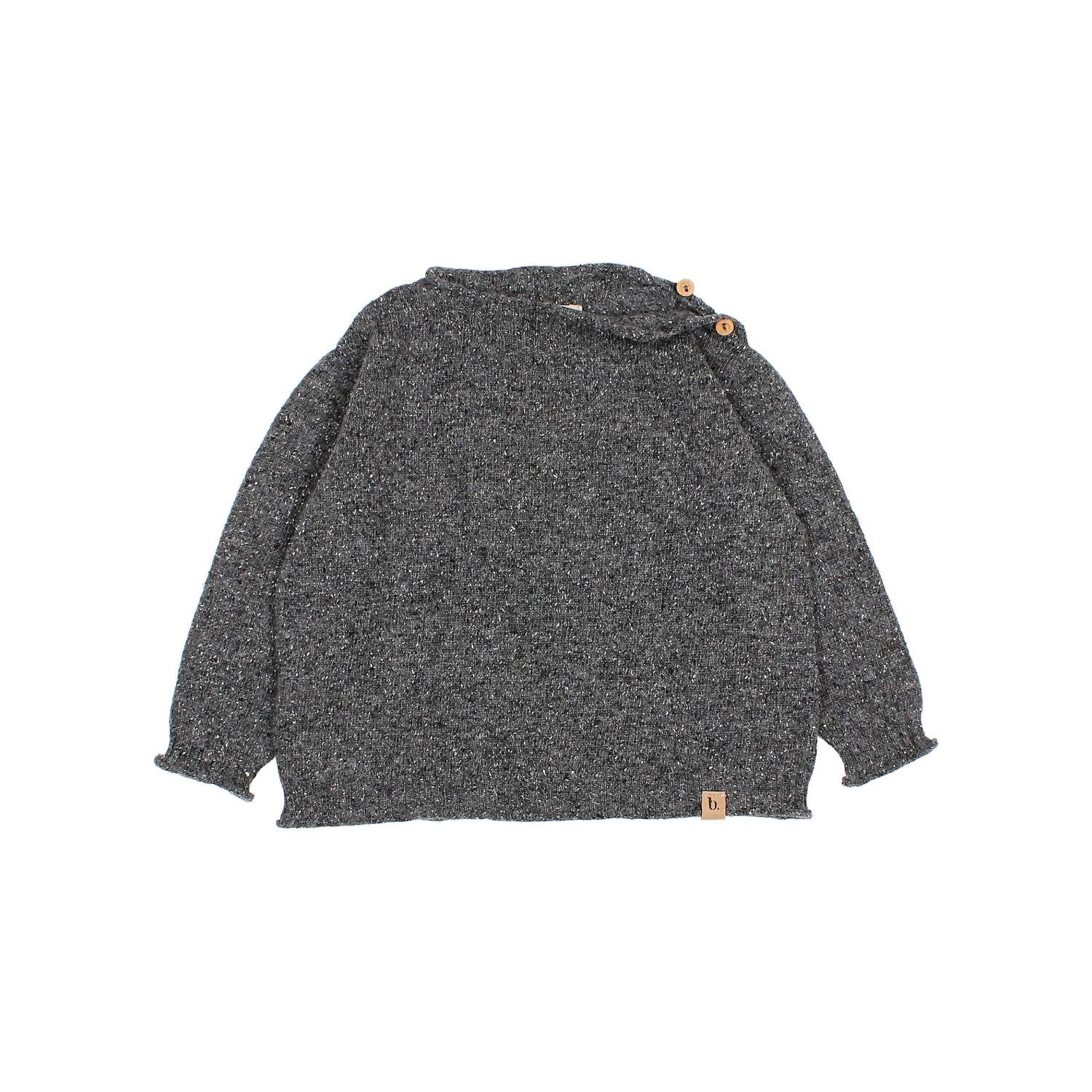 Búho Girls' Fine Knit Sweater in antracite - kids' sweater - alternate view