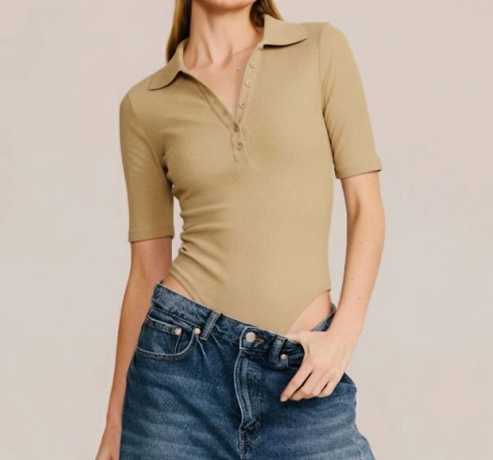 Belle D'Amour - Short Sleeve Collared Bodysuit