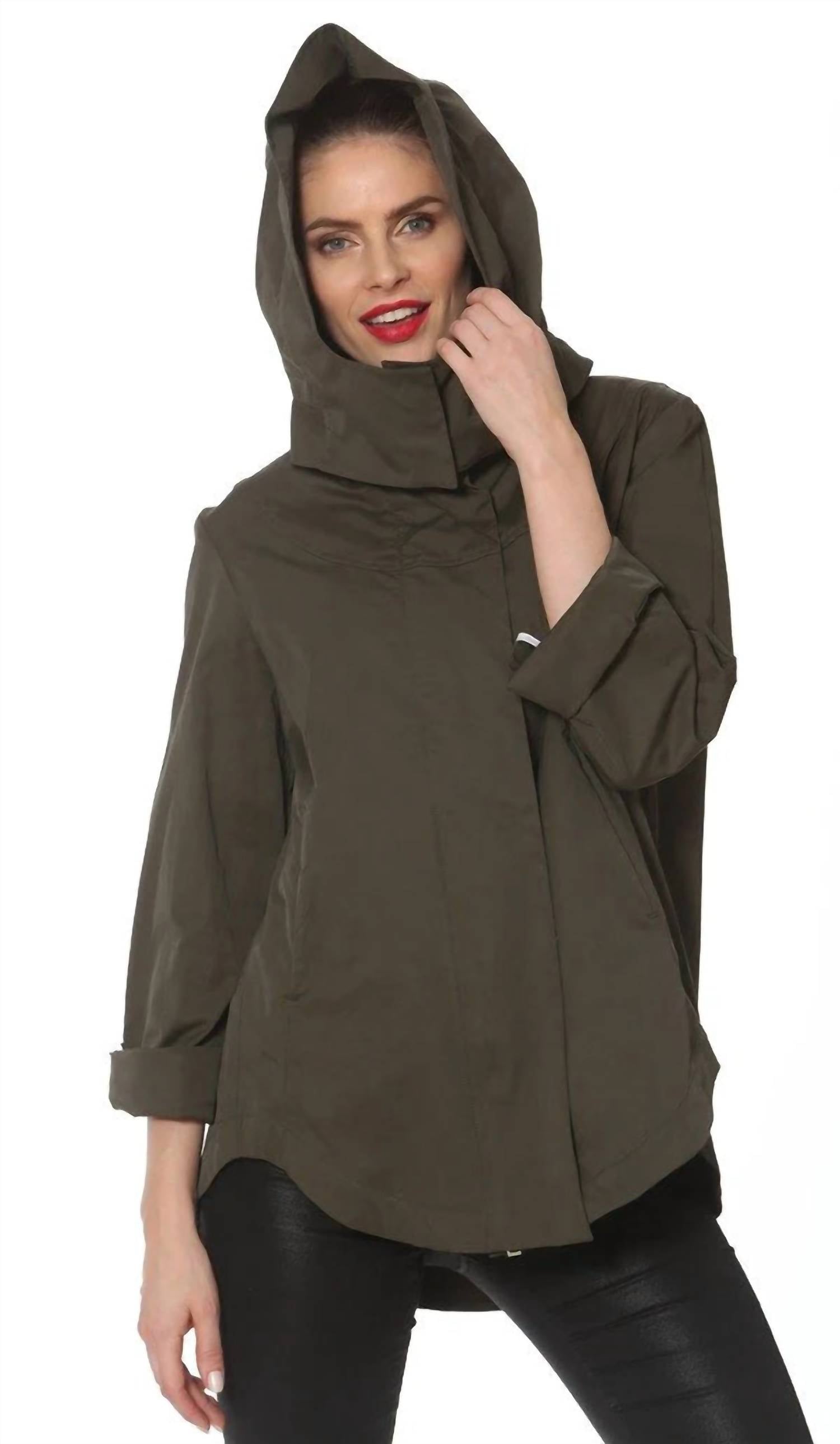 Ciao-Milano Savina Zip Off Hood Jacket in charcoal - women's jacket - alternate view