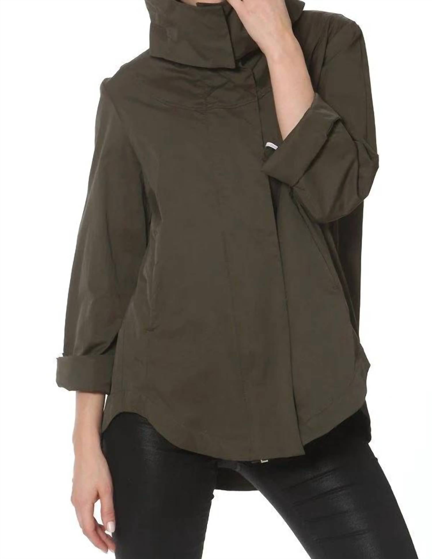 Ciao-Milano Savina Zip Off Hood Jacket in charcoal - women's jacket - detail view