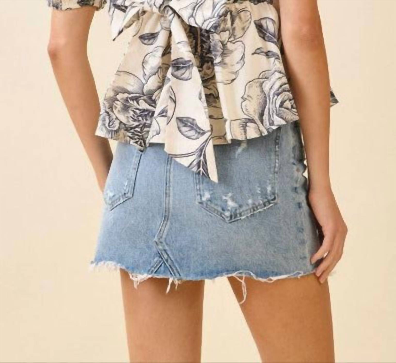 Pretty Follies - Floral Print Square Neck Ruched Top