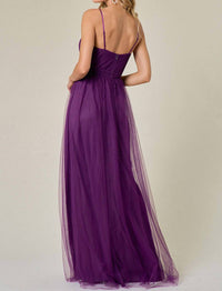 Maniju - Sheer Embellished Tulle Two Slits Prom Dress
