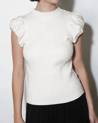 Greylin - Austen Puff Cap Sleeve Rib Knit Top