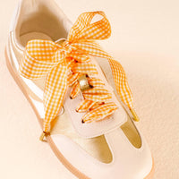The Darling Effect Gingham Shoe Laces in orange - women's item - detail view