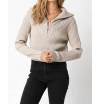 OLIVACEOUS Averie Sweater Top in khaki - women's sweater