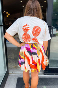 VERO MODA Pineapple Sweet Graphic Tee in white orange - women's t-shirt - detail view