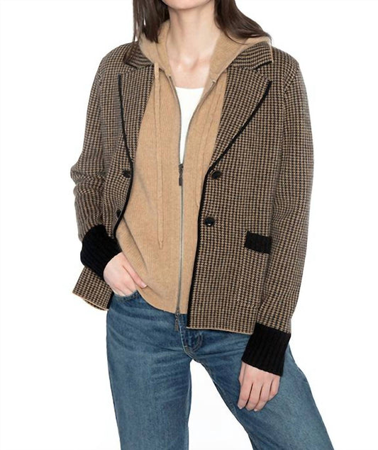 Kinross - Houndstooth Notch Collar Cardigan