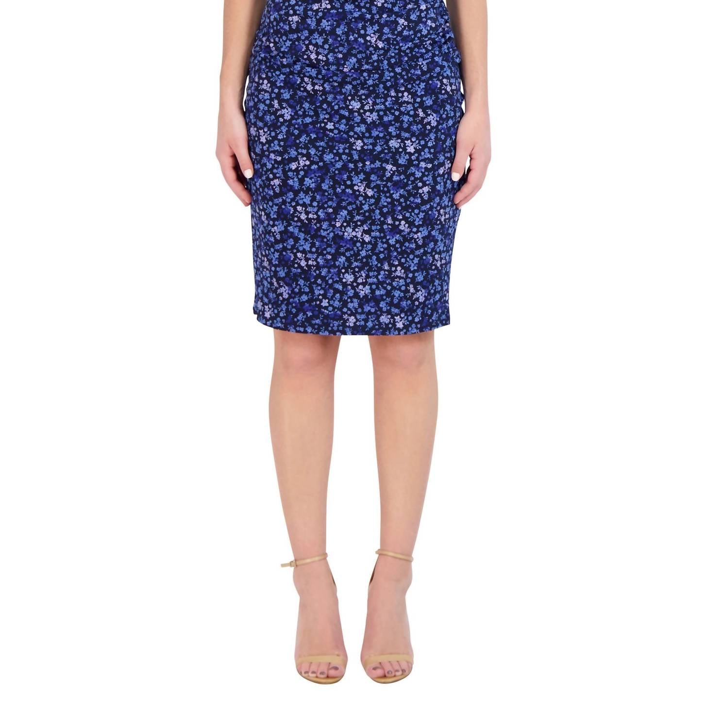 Laundry By Shelli Segal - V-neck Spaghetti Strap Ruched Side Floral Print Ity Dress