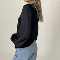 Six/Fifty - Ribbed Satin Sleeve Top