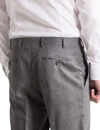 CANALI Luxury Wool Flannel Trousers in light grey - men's pants - alternate view
