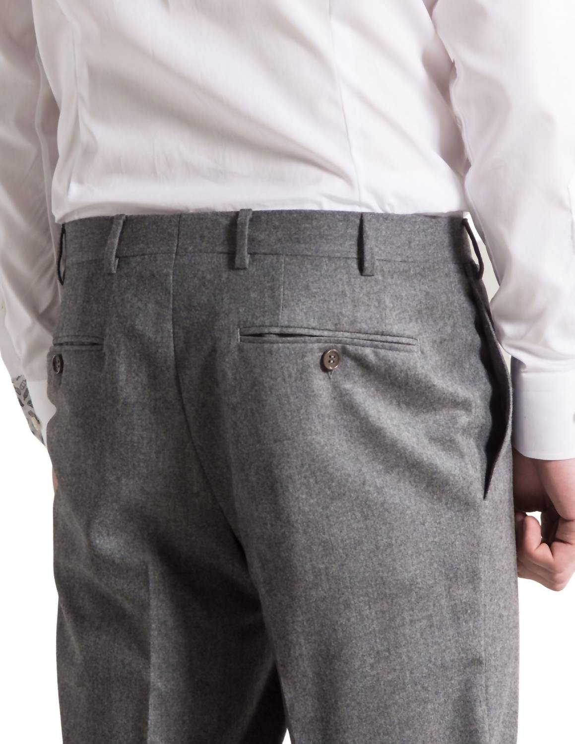 CANALI Luxury Wool Flannel Trousers in light grey - men's pants - alternate view